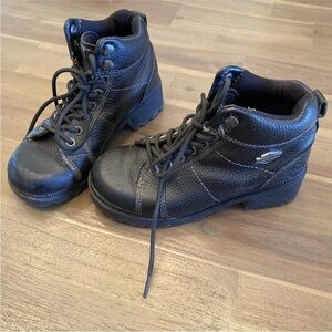 Harley Davidson Boots Womens 6.5 Biker Moto Booties Black Leather Ankle